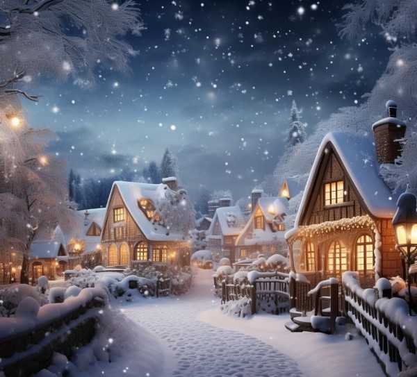 雪花飘落，冬日童话的诗意画卷,冬日童话，雪花的浪漫诗篇,童话,第1张
