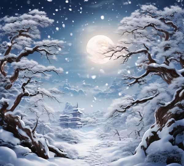银装诗意，雪景画卷中的冬季仙境