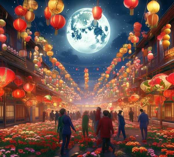 元宵花灯盛宴，月圆花好，灯彩璀璨的传统风情掠影,月圆花好，灯彩璀璨——元宵节的传统风情描写,智慧,传承,诗意,第1张